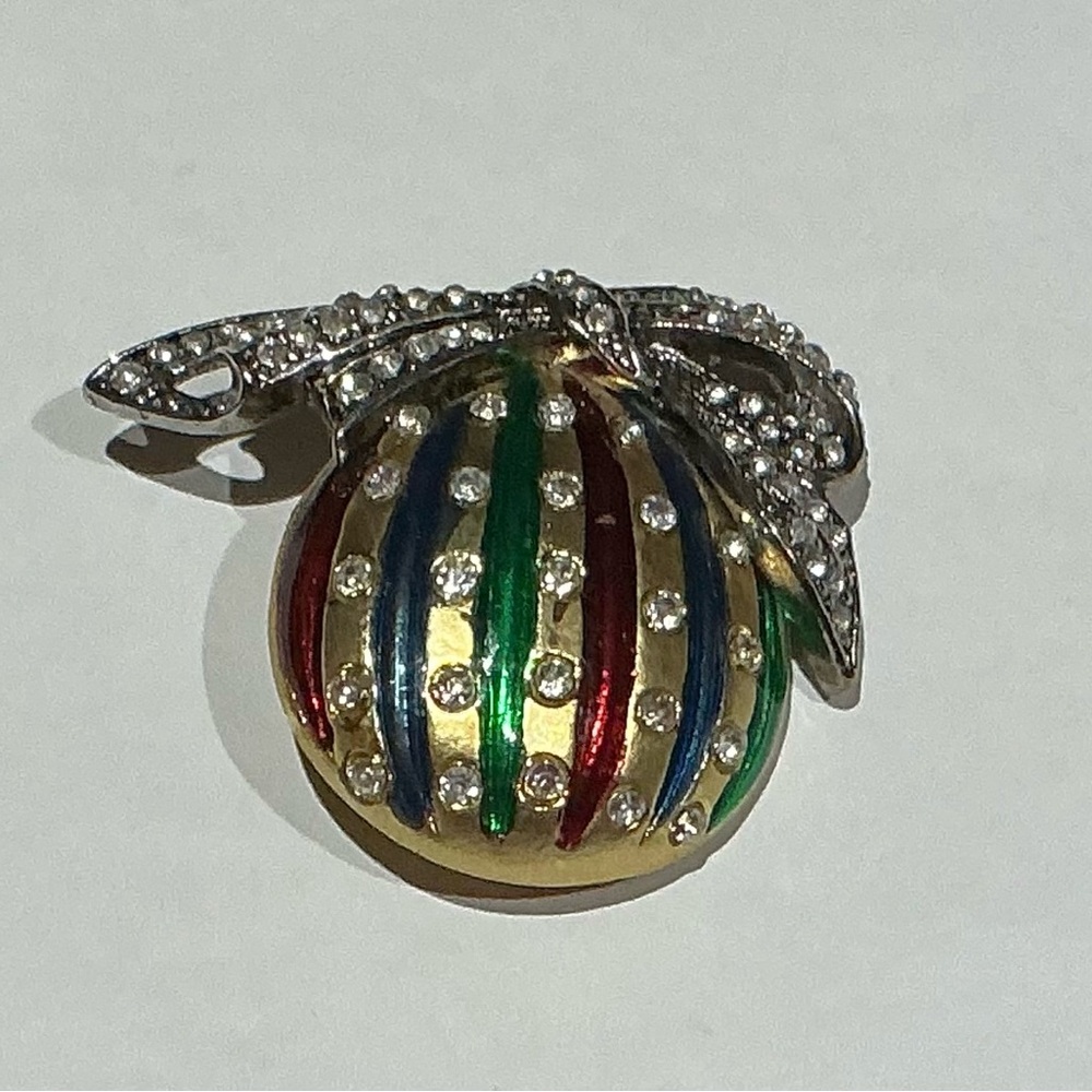 Vintage Christmas’s Ball  Brooch with Crystal Accents